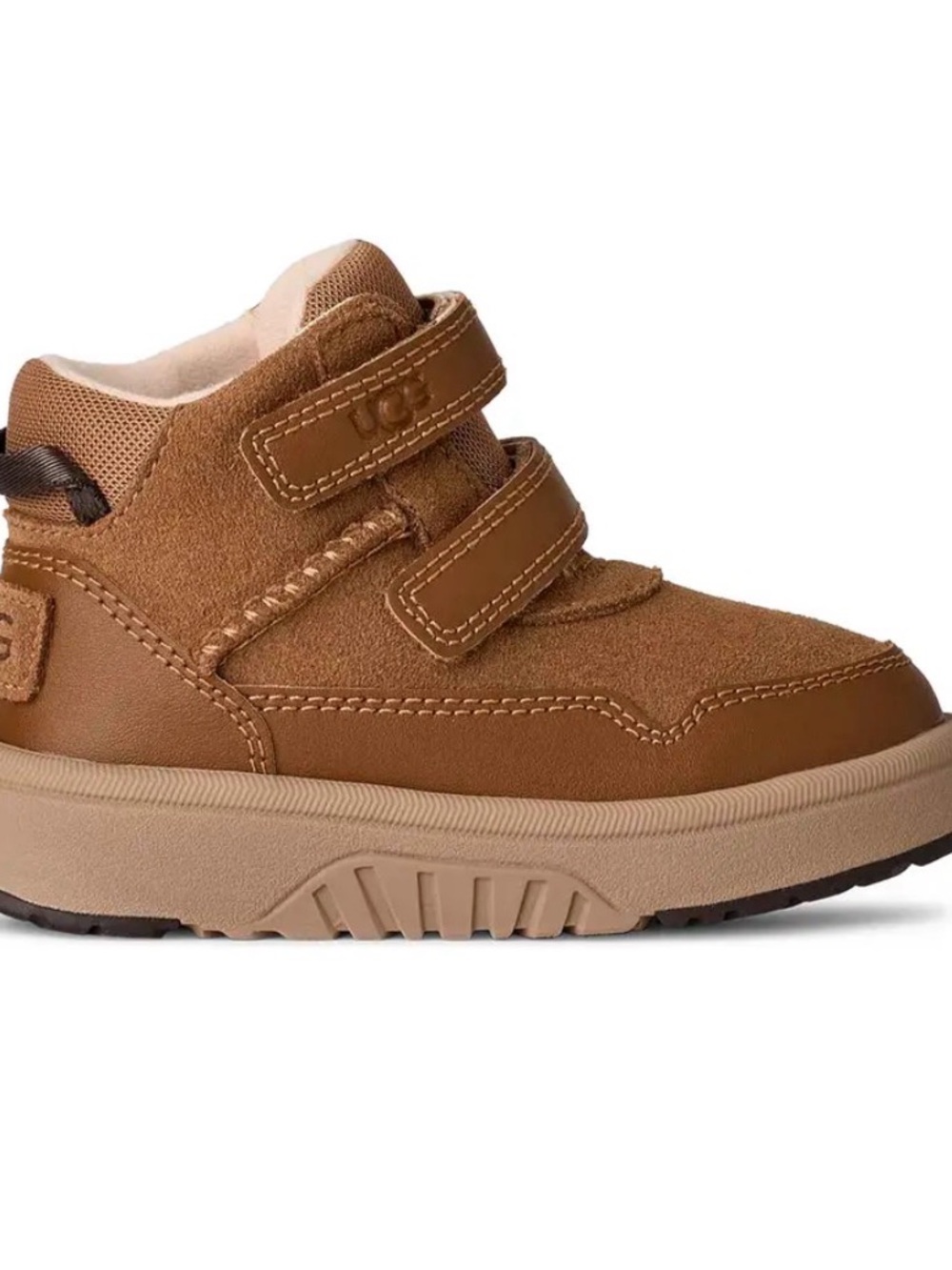 UGG Kids Tan/Brown Suede Hook-and-Loop Sneaker Boot